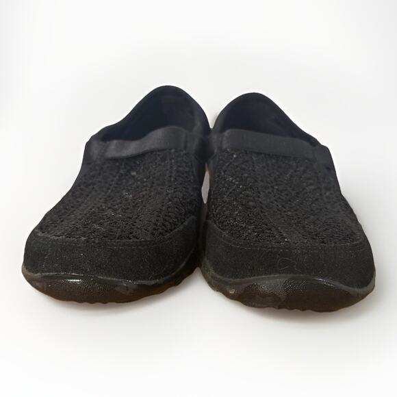 Skechers Suede Black Walking Shoes Sz 8 Flats Slip-On - Picture 4 of 6